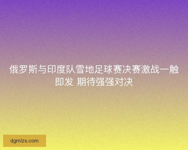 俄罗斯与印度队雪地足球赛决赛激战一触即发 期待强强对决