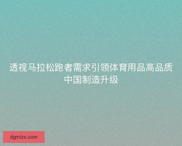透视马拉松跑者需求引领体育用品高品质中国制造升级