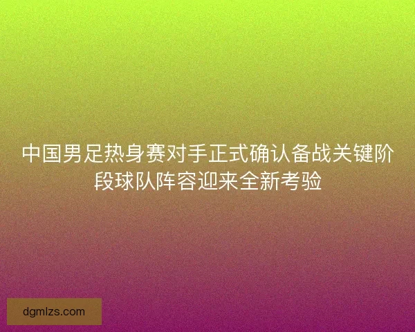 中国男足热身赛对手正式确认备战关键阶段球队阵容迎来全新考验